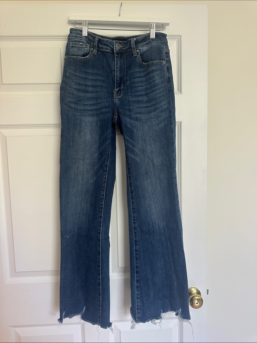 High-Rise Dark Blue Wide-Leg Jeans